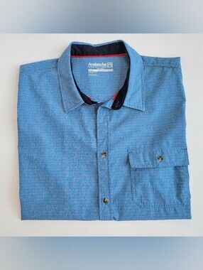 Avalanche Men's Size XL Blue Short Sleeve Button Up Stretch Shirt Hiking Fishing
